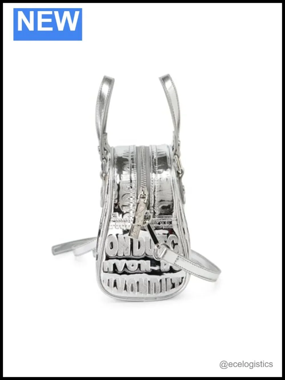 Faux Leather Bowling Bag Purse with Adjustable Strap